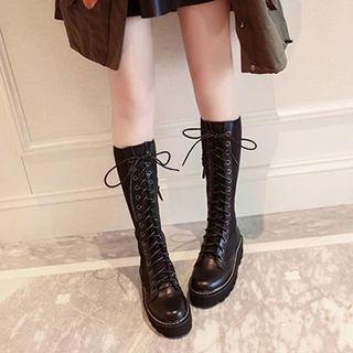 Platform Lace Up Tall Boots