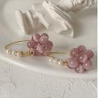 Faux Pearl Cat Eye Stone Bead Dangle Earring 1 Pair - Gold & Ash Pink - One Size