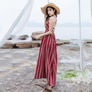 Spaghetti Strap Striped Maxi Sundress
