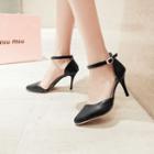 Faux-leather Ankle-strap High-heel Pumps