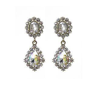 Rhinestone Teardrop Earrings (white) One Size