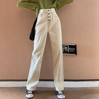 Single-breasted High-waist Jeans