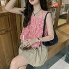 Gingham Camisole Top / Pleated A-line Skirt