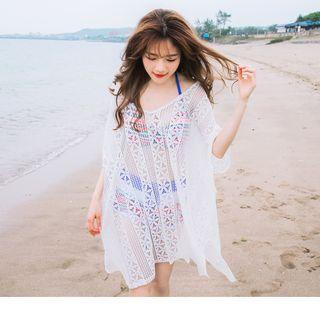 V-neck See-through Lace Cover-up