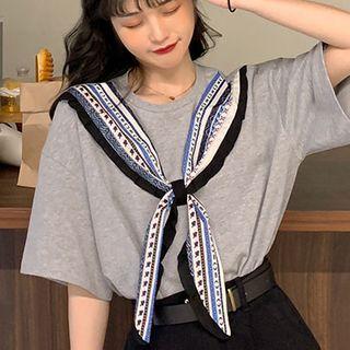 Elbow-sleeve Paneled T-shirt / Midi Mermaid Dress