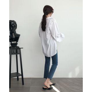 Balloon-sleeve Dip-back Shirt