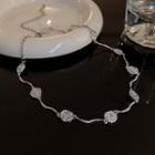 Textured Disc Alloy Choker Necklace - Silver - One Size