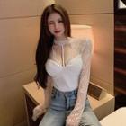 Cutaway Lace-trim Top