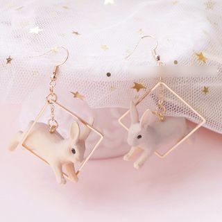 Rabbit Alloy Square Dangle Earring