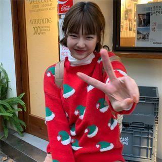 Christmas Hat Round-neck Knit Sweater