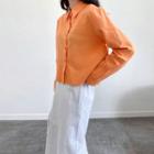 Linen Blend Cropped Shirt