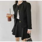Buttoned Jacket / A-line Mini Skirt