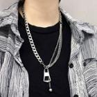 Stainless Steel Zip-detail Pendant Necklace Silver - One Size