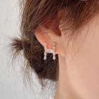 925 Sterling Silver Cz Lettering Stud Earring 1 Pair - One Size