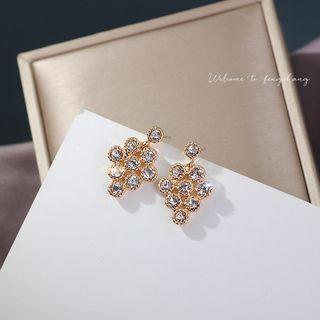 Rhinestone Ear Stud 1 Pair - Grape - Gold - One Size