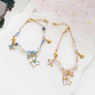 Glaze Unicorn Bow & Star Bracelet