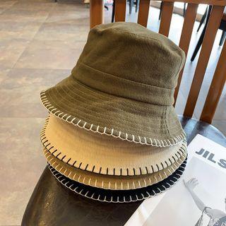 Contrast Trim Corduroy Bucket Hat