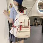Contrast Trim Buckled Nylon Backpack / Bag Charm / Set