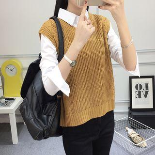 V-neck Chunky Knit Vest