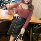 Set: Knit Camisole + Cardigan + Knit Choker