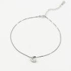 925 Sterling Silver Rhinestone Moon Anklet 925 Silver - Moon - One Size