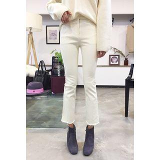 Fray-hem Semi Boot-cut Pants