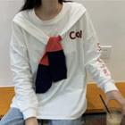 Mock Two-piece Color Panel Shawl T-shirt