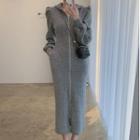 Long-sleeve Hooded Zip Midi Dress