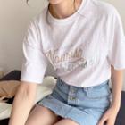 Letter-printed Cotton T-shirt Ivory - One Size