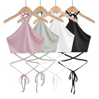 Halter Tie-strap Cropped Camisole Top