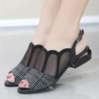 Plaid Low-heel Slingback Sandals