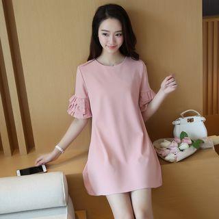 Ruffled Sleeve Shift Dress