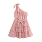 One-shoulder Layered Mini A-line Dress