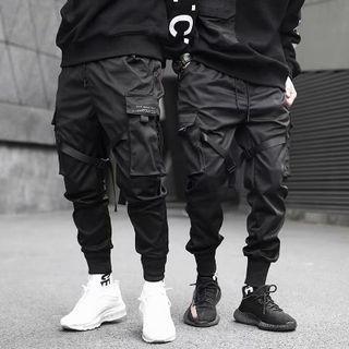 Drawstring Buckled Cargo Joggers