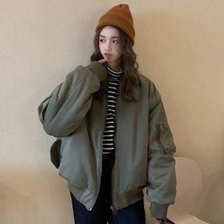 Reversible Fleece-lined Zip Jacket As Shown In Figure - One Size
