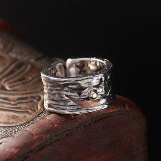 925 Sterling Silver Cutout Clown Ring Dark Silver - One Size