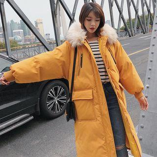 Long Furry-trim Hooded Parka