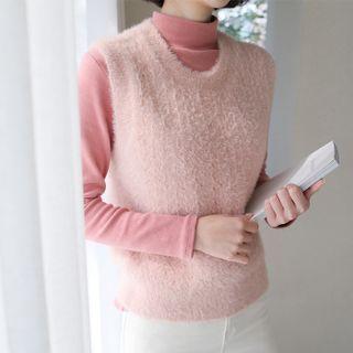 Round-neck Fluffy Vest