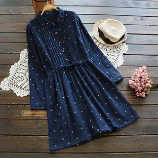 Drawstring Patterned Shirtdress