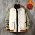 Two-tone Letter Embroidered Bomber Jacket