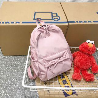 Nylon Ribbon Accent Ruffle Detail Backpack