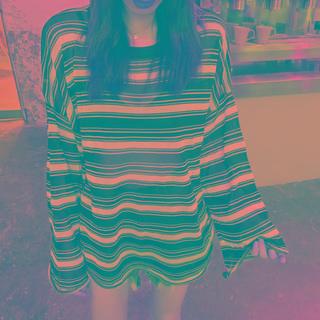 Striped Long-sleeve Oversized T-shirt