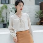 Lace Up Blouse Almond - One Size