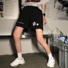 Embroidered Wide Leg Shorts Black - One Size