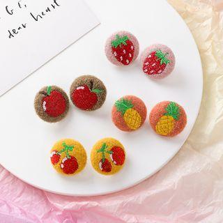 Embroidered Fruit Fabric Disc Earring