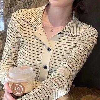 Striped Collard Cardigan