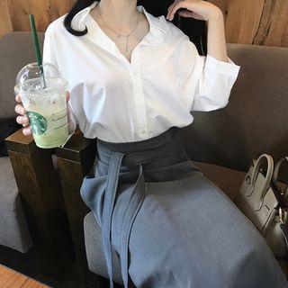 Plain Shirt / A-line Midi Skirt