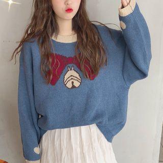 Bell & Bow Print Sweater As Shown In Figure - One Size