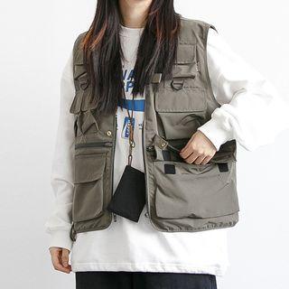 Plain Cargo Vest With Front Pocket