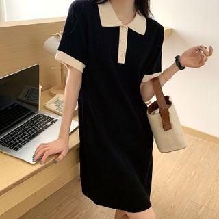 Polo Short-sleeve Contrast Trim Knit Dress